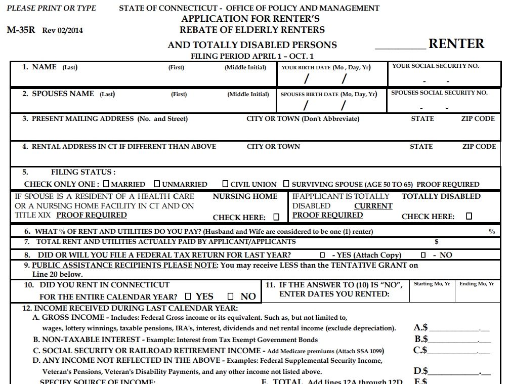 Rent Rebate Application